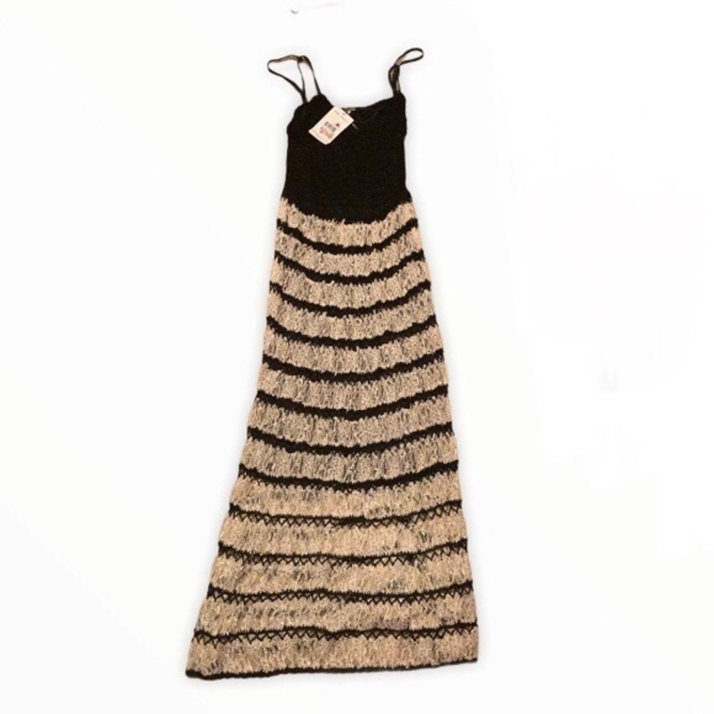 Free people black comb NWT dress L